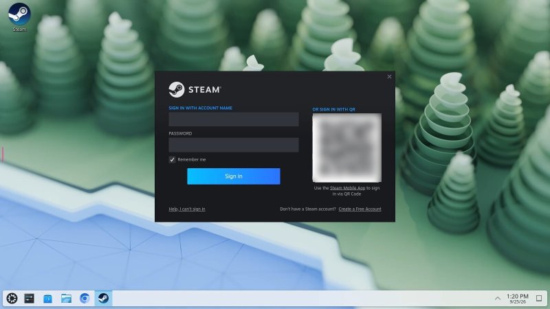 Steam sign in window in the Ubuntu KDE Webtop after typing steam Steam sign in window in the Ubuntu KDE Webtop after typing steam